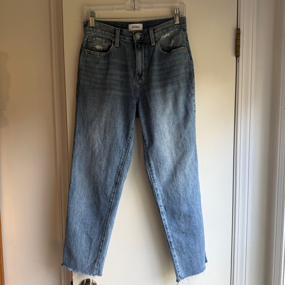Pistola Denim Jeans Women's Size 25 Distressed Frayed Hem Straight Leg